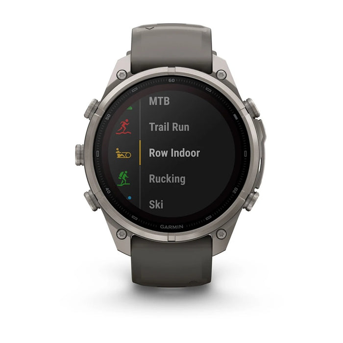 Garmin fēnix® 9 Pro Solar 47mm Unisex Pebble/Silver Titanium with Gray Silicone Band Solar Charged Display inReach® Technology Premium Multisport GPS Smartwatch - 010-04338-00