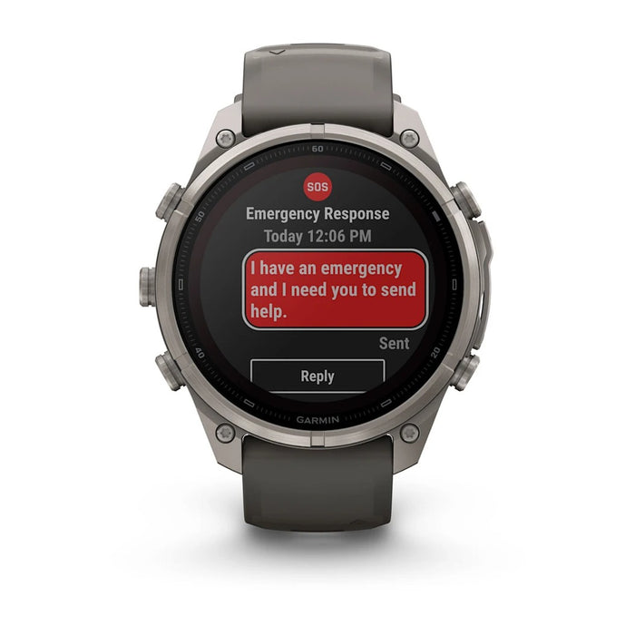 Garmin fēnix® 9 Pro Solar 47mm Unisex Pebble/Silver Titanium with Gray Silicone Band Solar Charged Display inReach® Technology Premium Multisport GPS Smartwatch - 010-04338-00