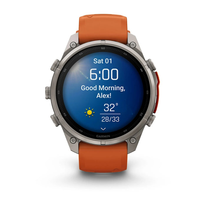 Garmin fēnix® 9 Pro 51mm Unisex Autumn Orange Titanium With Spark Orange Silicone Band AMOLED Display Premium Connected Multisport GPS Smartwatch - 010-04337-05