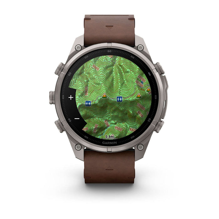Garmin fēnix® 9 Pro 47mm Unisex Titanium with Walnut Leather Band AMOLED Display inReach® Technology Premium Connected Multisport GPS Smartwatch - 010-04336-40