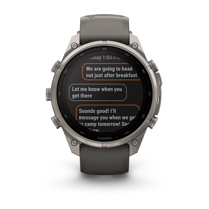 Garmin fēnix® 9 Pro Solar 51mm Unisex Pebble/Silver Titanium with Gray Silicone Band Solar Charged Display inReach® Technology Premium Multisport GPS Smartwatch - 010-04339-00