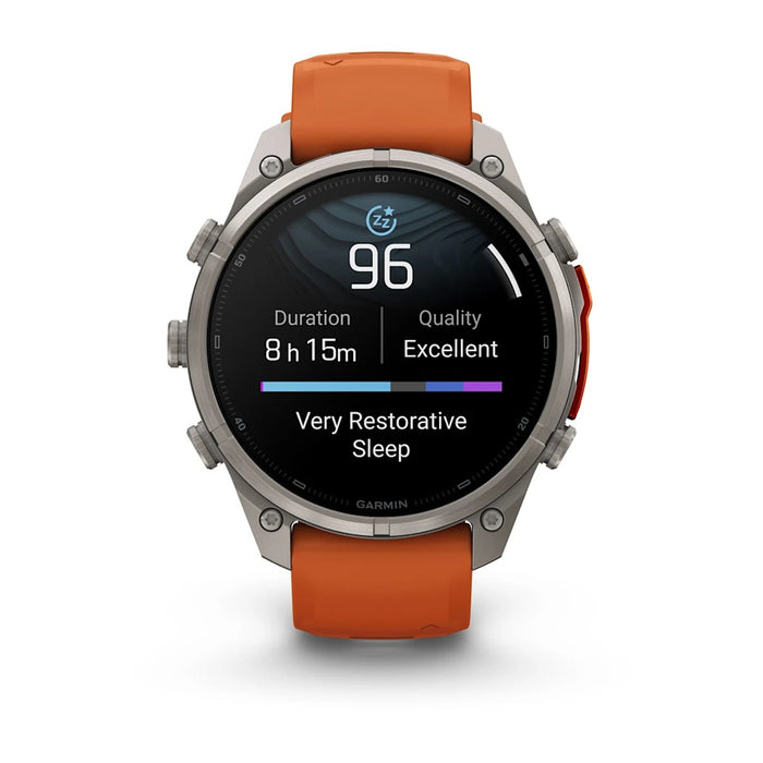 Garmin fēnix® 9 Pro 47mm Unisex Autumn Orange Titanium With Spark Orange Silicone Band AMOLED Display Premium Connected Multisport GPS Smartwatch - 010-04336-05