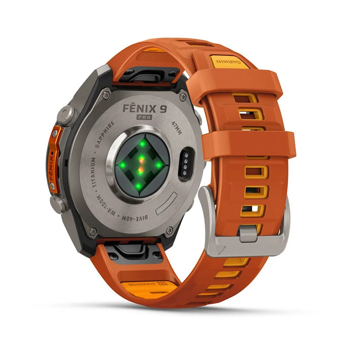 Garmin fēnix® 9 Pro 51mm Unisex Autumn Orange Titanium With Spark Orange Silicone Band AMOLED Display inReach® Technology Premium Connected Multisport GPS Smartwatch - 010-04337-00