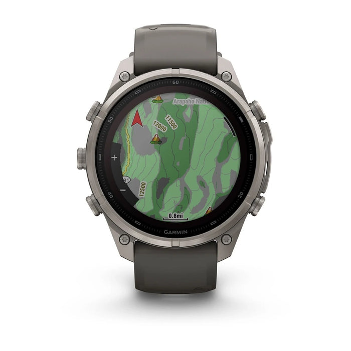 Garmin fēnix® 9 Pro Solar 51mm Unisex Pebble/Silver Titanium with Gray Silicone Band Solar Charged Display Premium Multisport GPS Smartwatch - 010-04339-05