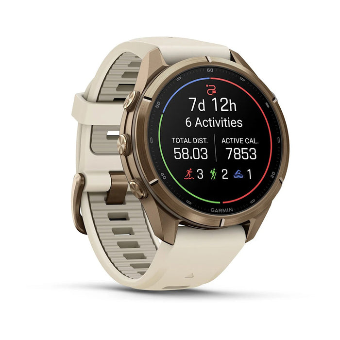Garmin fēnix® 9 Pro 43mm Unisex Cream/Fog Gray Titanium With Gray Silicone Band AMOLED Display inReach® Technology Premium Connected Multisport GPS Smartwatch - 010-04335-20