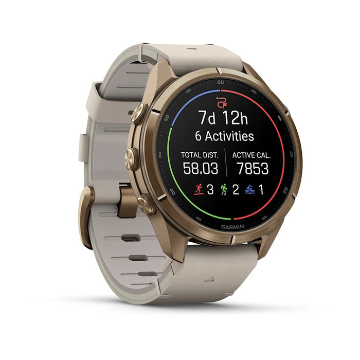 Garmin fēnix® 9 Pro 43mm Unisex Autumn Gold Titanium With Bone Leather Band AMOLED Display inReach® Technology Premium Connected Multisport GPS Smartwatch - 010-04335-40