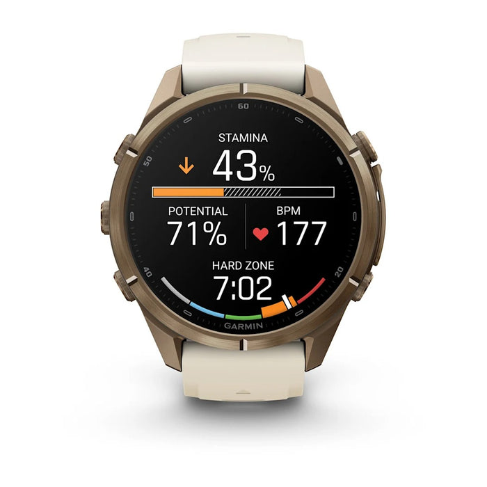 Garmin fēnix® 9 Pro 43mm Unisex Cream/Fog Gray Titanium With Gray Silicone Band AMOLED Display inReach® Technology Premium Connected Multisport GPS Smartwatch - 010-04335-20