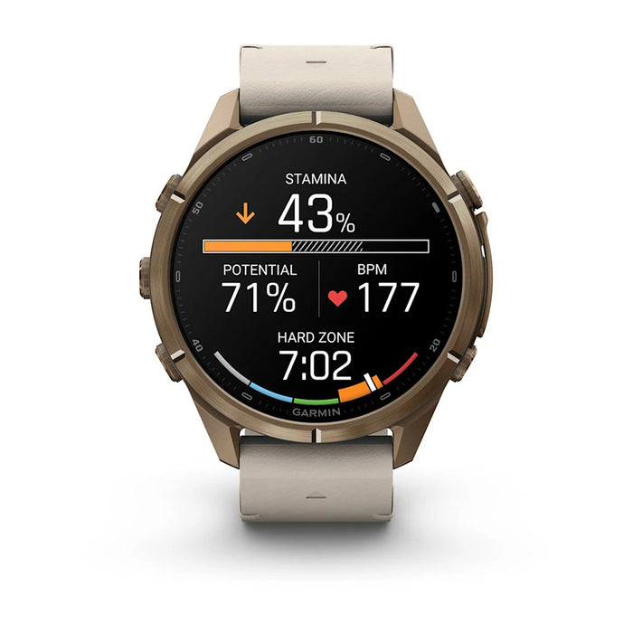 Garmin fēnix® 9 Pro 43mm Unisex Autumn Gold Titanium With Bone Leather Band AMOLED Display inReach® Technology Premium Connected Multisport GPS Smartwatch - 010-04335-40