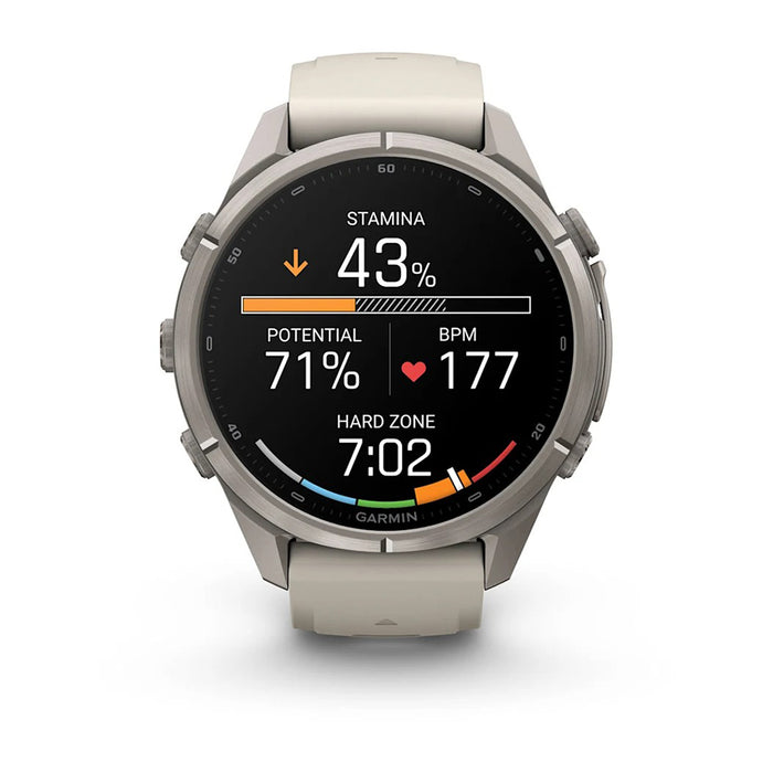 Garmin fēnix® 9 Pro 43mm Unisex Fog Gray Titanium With Dark Sandstone Silicone Band AMOLED Display inReach® Technology Premium Connected Multisport GPS Smartwatch - 010-04335-80