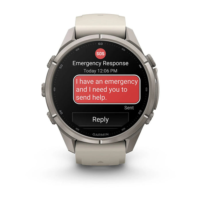 Garmin fēnix® 9 Pro 43mm Unisex Fog Gray Titanium With Dark Sandstone Silicone Band AMOLED Display inReach® Technology Premium Connected Multisport GPS Smartwatch - 010-04335-80