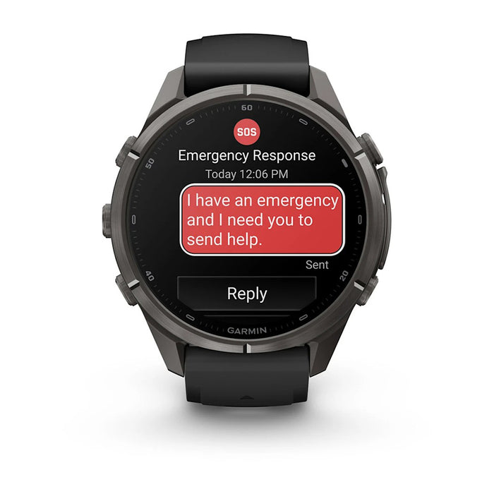 Garmin fēnix® 9 Pro 43mm Unisex Black/Pebble Gray Titanium With Black Silicone Band AMOLED Display inReach® Technology Premium Connected Multisport GPS Smartwatch - 010-04335-10