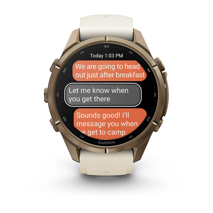 Garmin fēnix® 9 Pro 43mm Unisex Cream/Fog Gray Titanium With Gray Silicone Band AMOLED Display inReach® Technology Premium Connected Multisport GPS Smartwatch - 010-04335-20