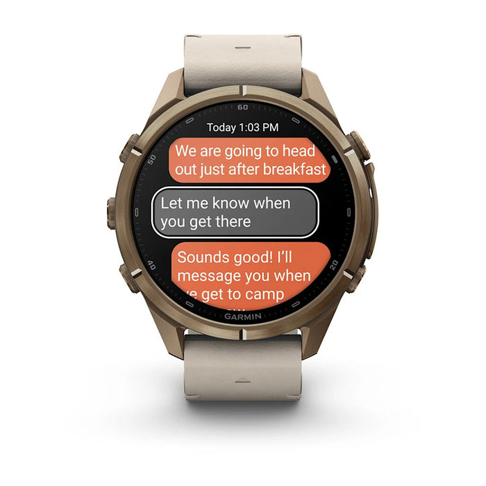 Garmin fēnix® 9 Pro 43mm Unisex Autumn Gold Titanium With Bone Leather Band AMOLED Display inReach® Technology Premium Connected Multisport GPS Smartwatch - 010-04335-40