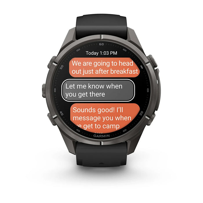 Garmin fēnix® 9 Pro 43mm Unisex Black/Pebble Gray Titanium With Black Silicone Band AMOLED Display inReach® Technology Premium Connected Multisport GPS Smartwatch - 010-04335-10
