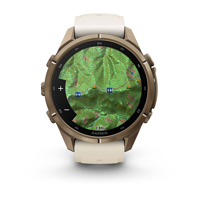Garmin fēnix® 9 Pro 43mm Unisex Cream/Fog Gray Titanium With Gray Silicone Band AMOLED Display inReach® Technology Premium Connected Multisport GPS Smartwatch - 010-04335-20