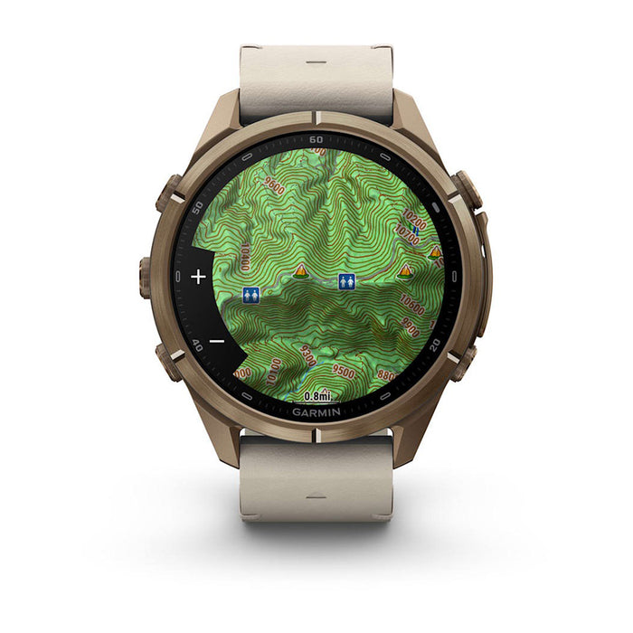 Garmin fēnix® 9 Pro 43mm Unisex Autumn Gold Titanium With Bone Leather Band AMOLED Display inReach® Technology Premium Connected Multisport GPS Smartwatch - 010-04335-40