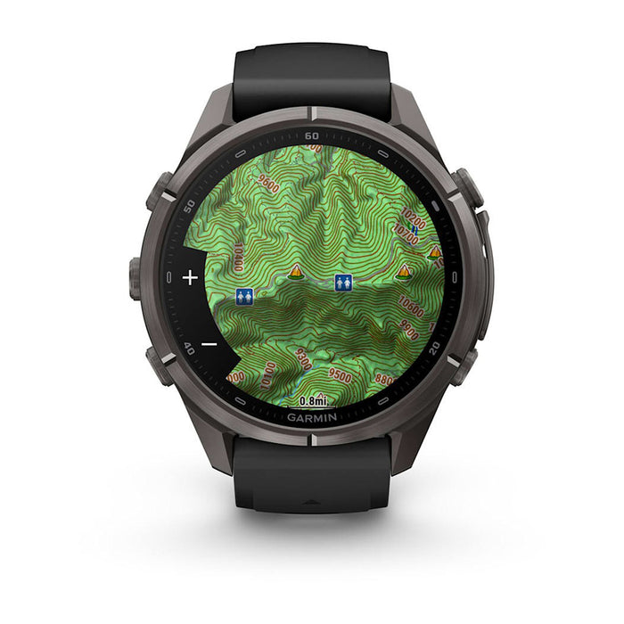 Garmin fēnix® 9 Pro 43mm Unisex Black/Pebble Gray Titanium With Black Silicone Band AMOLED Display inReach® Technology Premium Connected Multisport GPS Smartwatch - 010-04335-10