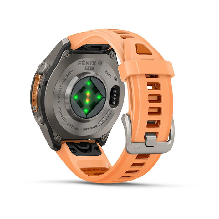Garmin fēnix® 9 Pro 43mm Unisex Shell Pink/Autumn Orange Titanium With Orange Silicone Band AMOLED Display inReach® Technology Premium Connected Multisport GPS Smartwatch - 010-04335-00