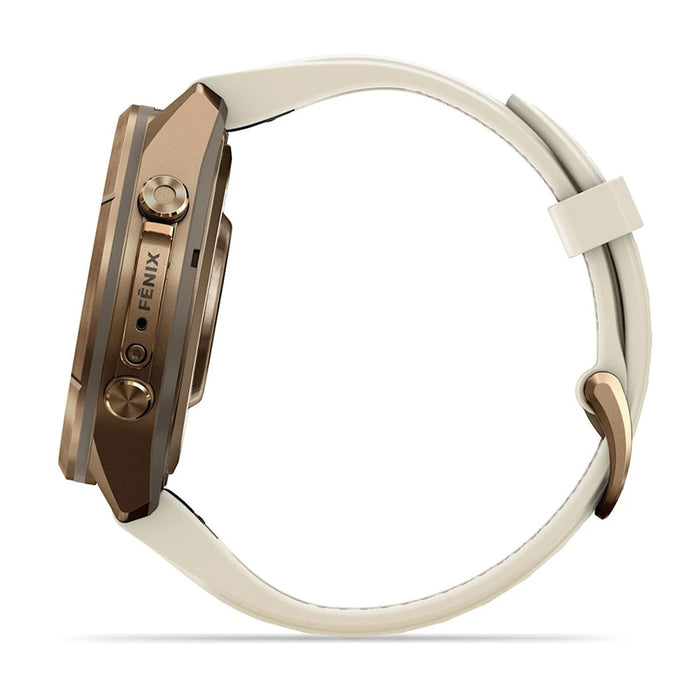 Garmin fēnix® 9 Pro 43mm Unisex Cream/Fog Gray Titanium With Gray Silicone Band AMOLED Display inReach® Technology Premium Connected Multisport GPS Smartwatch - 010-04335-20