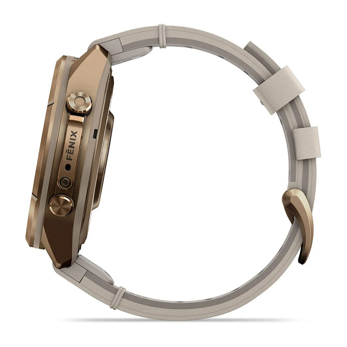 Garmin fēnix® 9 Pro 43mm Unisex Autumn Gold Titanium With Bone Leather Band AMOLED Display inReach® Technology Premium Connected Multisport GPS Smartwatch - 010-04335-40