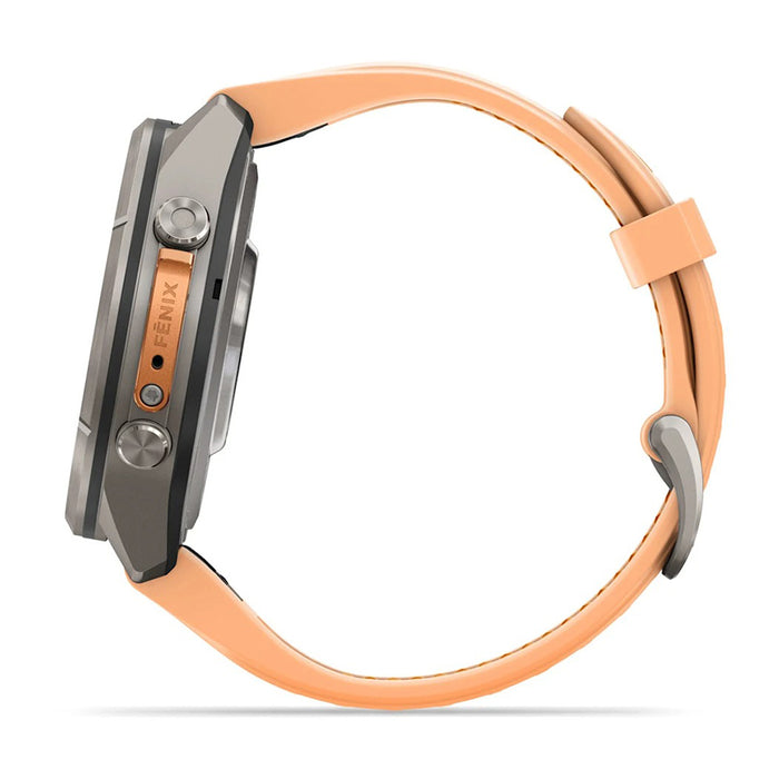 Garmin fēnix® 9 Pro 43mm Unisex Shell Pink/Autumn Orange Titanium With Orange Silicone Band AMOLED Display inReach® Technology Premium Connected Multisport GPS Smartwatch - 010-04335-00