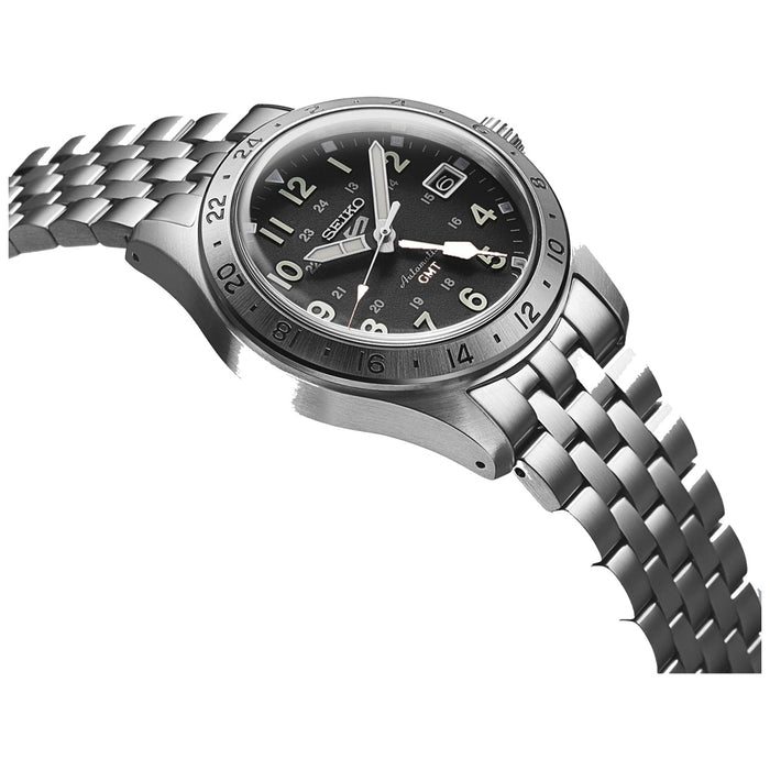Seiko 5 Sports Field GMT Men's Black Dial Silver Stainless Steel Strap Automatic GMT Watch - SSK023
