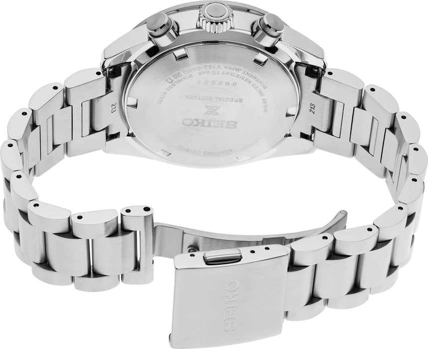 SEIKO Men's Blue Dial Silver-Tone Stainless Steel Band Chronograph Quartz Watch - SSC931