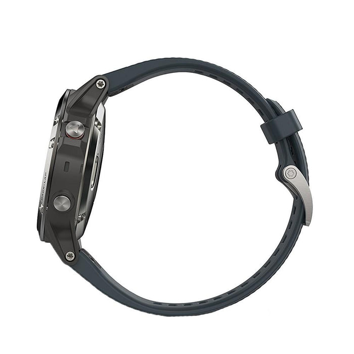 Garmin - fēnix® 5 Smartwatch 47mm Fiber-Reinforced Polymer - Silver with Granite Blue Band Watch - 010-01688-01 - WatchCo.com
