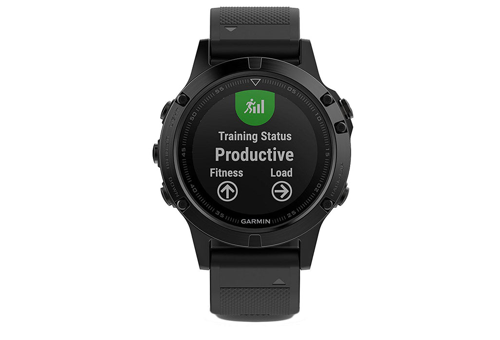 Garmin Unisex Fenix 5 Black Silicone/Black Heart Rate Tech GPS Smart Watch - 010-01688-31 - WatchCo.com