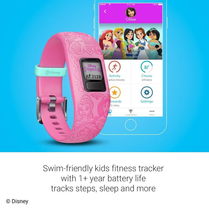 Garmin Vívofit Jr 2 Kids Pink Silicone Band Fitness/activity Tracker Disney Princess Smart Watch - 010-01909-33 - WatchCo.com