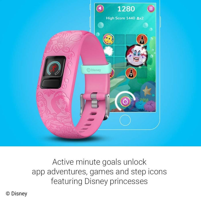 Garmin Vívofit Jr 2 Kids Pink Silicone Band Fitness/activity Tracker Disney Princess Smart Watch - 010-01909-33 - WatchCo.com