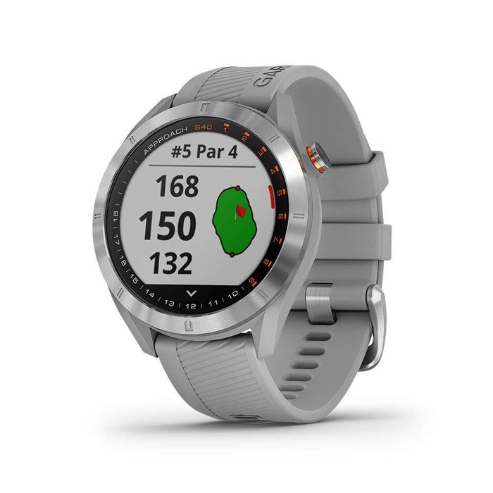 Garmin Approach S40 GPS Unisex Powder Gray Silicone Band Digital Dial Golf Smartwatch - 010-02140-00 - WatchCo.com