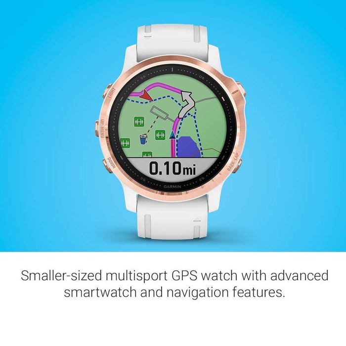 Garmin Fenix 6S Por Mens White Silicone Band Black Digital Dial Multisport GPS Smart Watch - 010-02159-10 - WatchCo.com