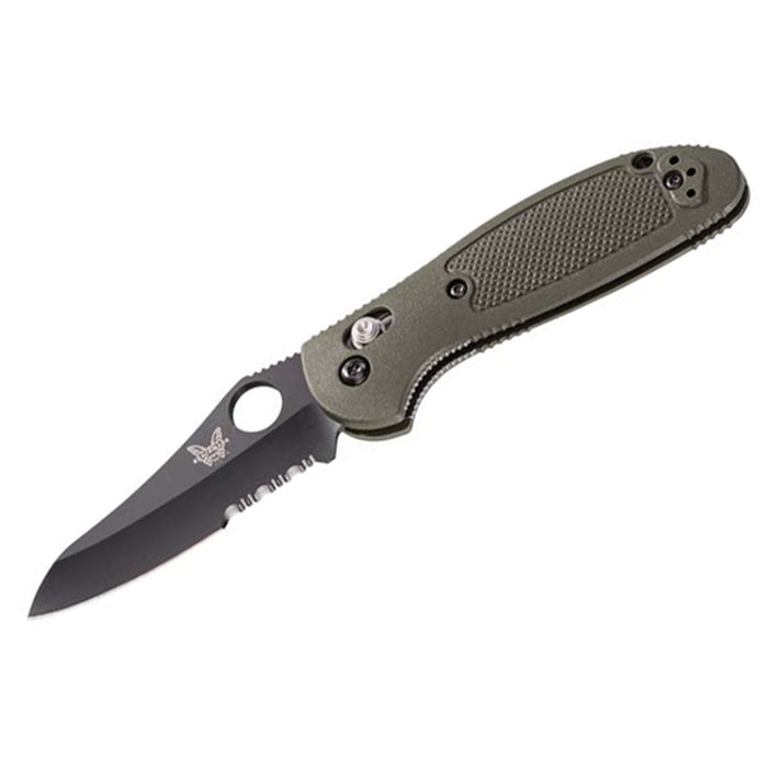 Benchmade Mini Griptilian Olive Handle Black Blade Folding Knife - BM-555SBKOD-S30V