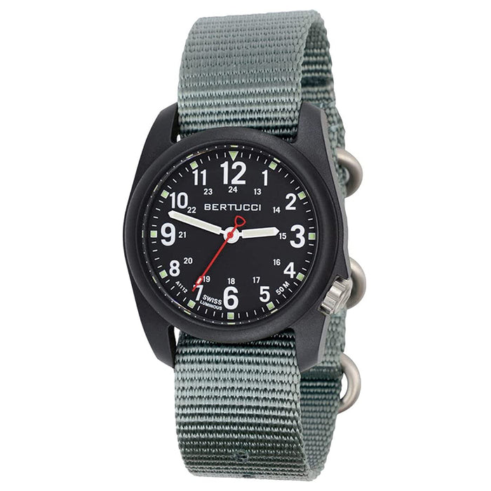 Bertucci Unisex Black Dial Vintage Drab Nylon Band Japanese Quartz Watch - 11107
