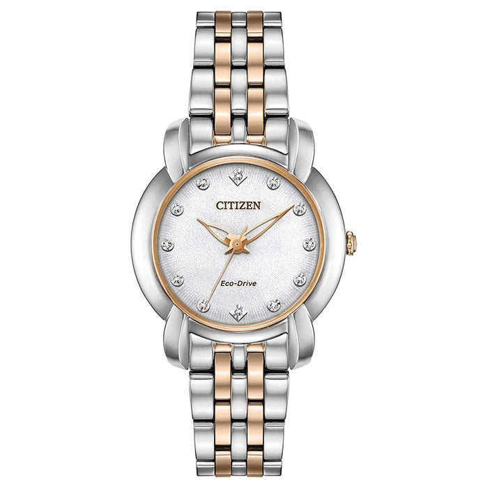 Citizen Womens Jolie Eco-drive White Dial Multicolor Band Diamond Stainless Steel Accents Watch - EM0716-58A