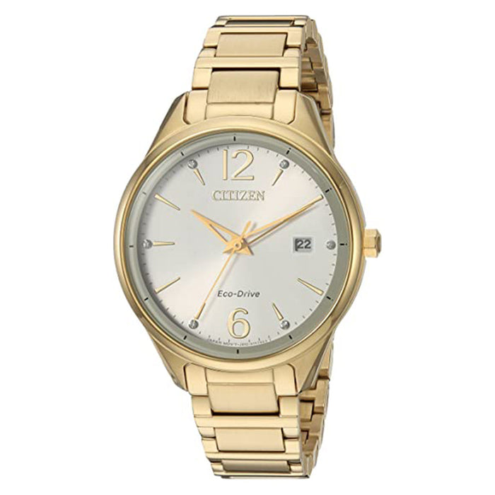 Citizen Womens Silver Dial Yellow Gold-tone Band Stainless Steel Japanese Quartz Watch - FE6102-53A