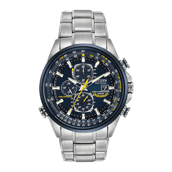Citizen Eco-Drive Men's Stainless Steel Case and Bracelet Blue Dial Silver Watch - AT8020-54L