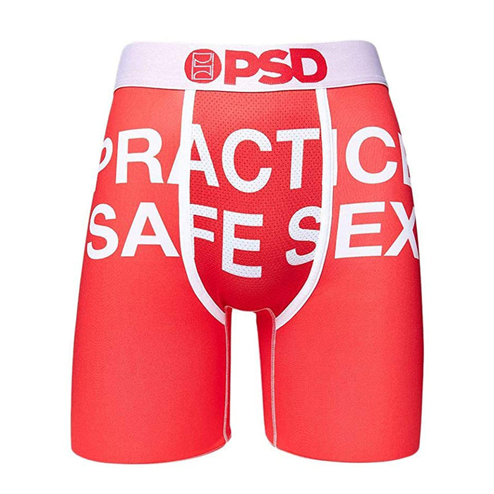 PSD Men's Red Safe Sex Print Boxer Briefs Underwear - 42011041-RED