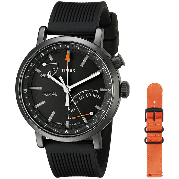 Timex Metropolitan+ Mens Black Silicone Strap Black Dial Activity Tracker Smart Watch - TWG012600