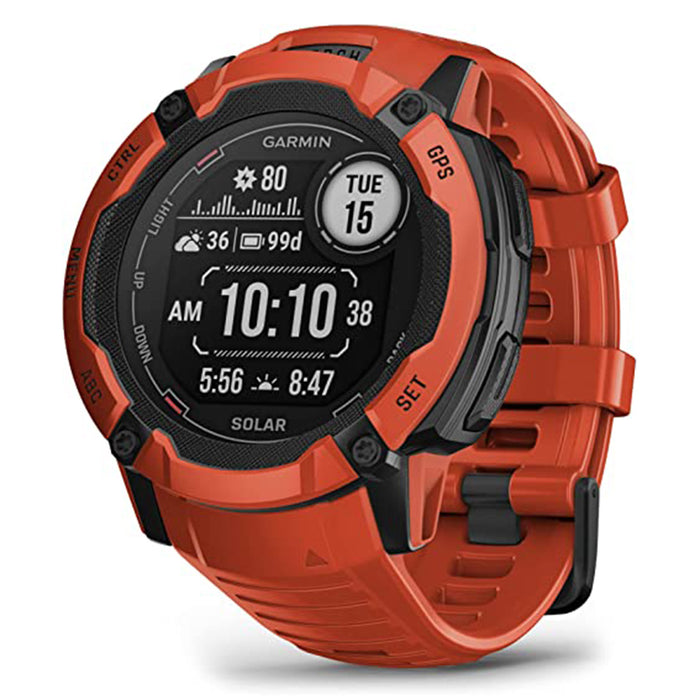 Garmin Instinct 2X Flame Red Built-in Flashlight Solar Charging Capability Multi-Band GNSS Rugged GPS Smartwatch - 010-02805-11