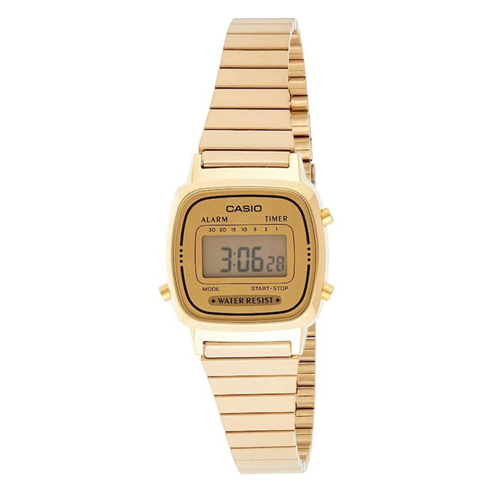 Casio Women's Gold Dial Stainless Steel Band Digital Quartz Watch - LA670WGA-9DF