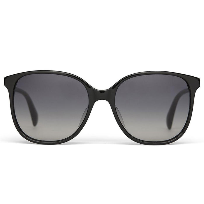 Womens Sandela Shiny Black Frame Grey Polarized Lens Square Sunglasses - 10014833