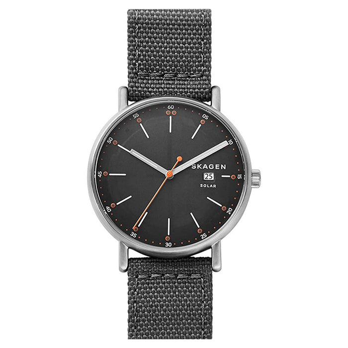 Skagen Mens Signatur Gray Dial Band Stainless Steel Nylon Strap Watch - SKW6452