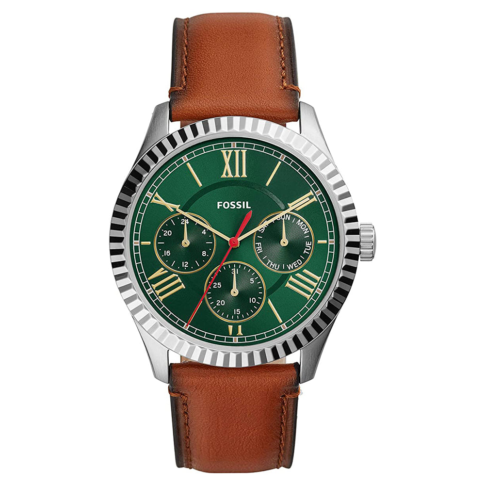 Fossil Men's Green Dial Brown Leather Band Quartz Watch - FS5736 — WatchCo