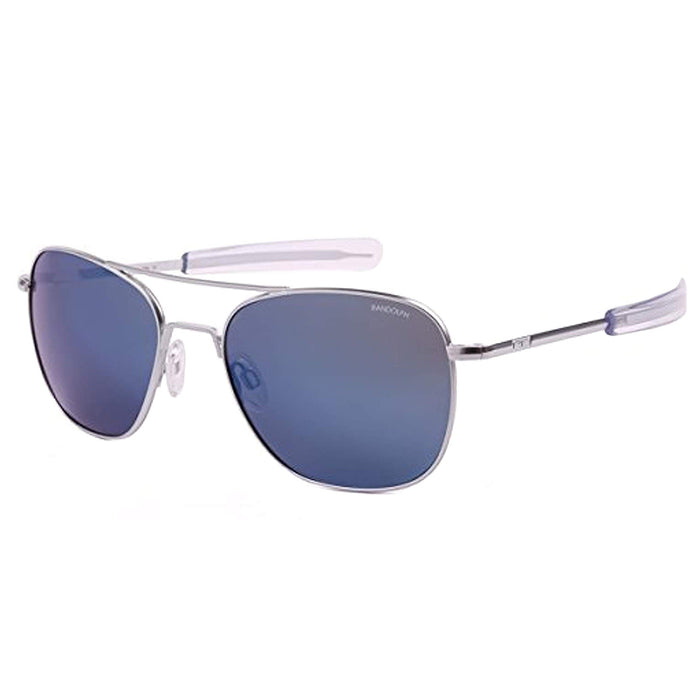 Unisex Matte Chrome Metal Frame Sky Blue Lens Aviator Polarized Full Rim Sunglasses - AF171