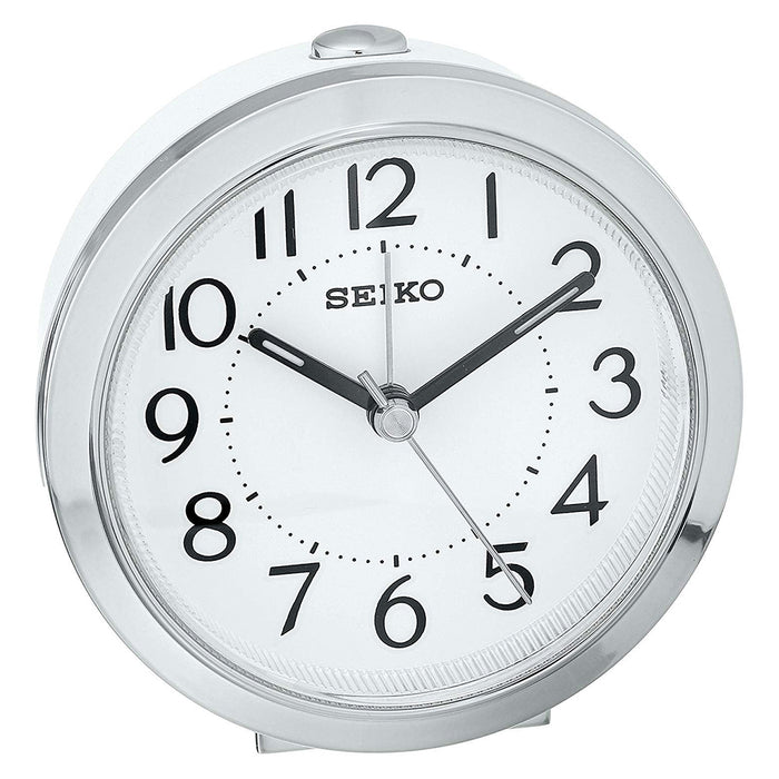 Seiko Mantel Silver Plastic Case Japanese Quartz Shelf Alarm Clock - QHE146SLH