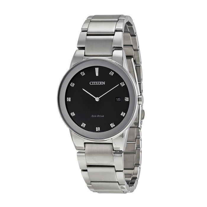 Citizen Eco-Drive Men's Axiom Stainless Steel Case and Bracelet Black Dial Silver Watch - AU1060-51G