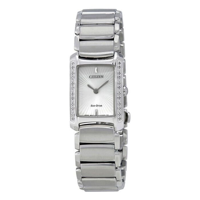 Citizen Eco-Drive Womens Stainless Steel Case and Bracelet Euphoria White Dial Silver Watch - EG2960-57A