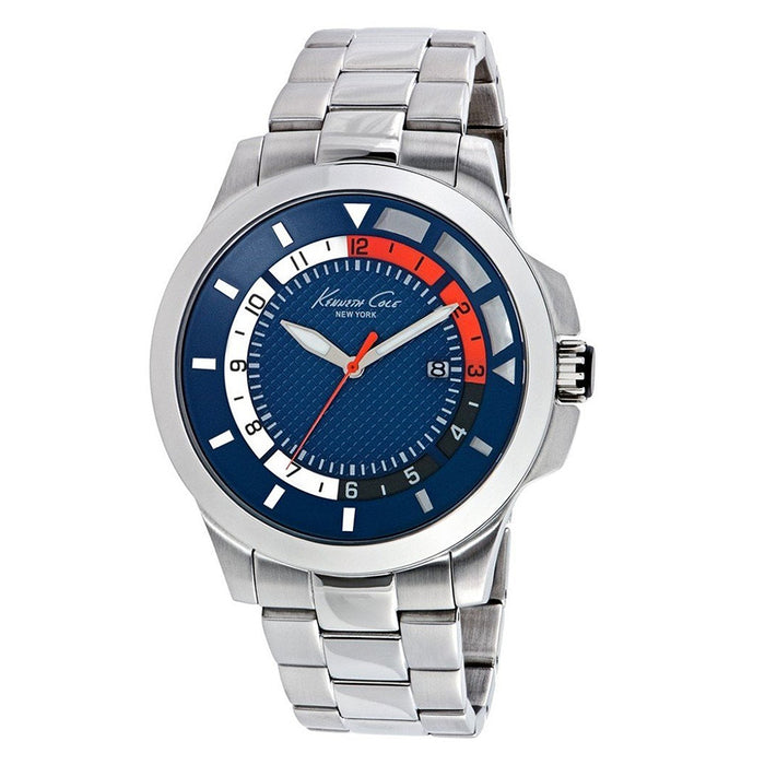 Kenneth Cole New York Mens Stainless Steel Case and Bracelet Blue Dial Silver Watch - 10022293